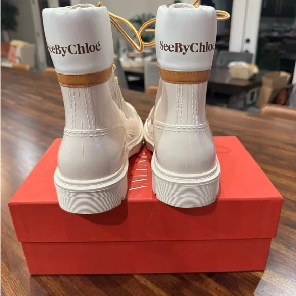 See By Chloe White and Tan Winter Boots - Picture 2 of 6